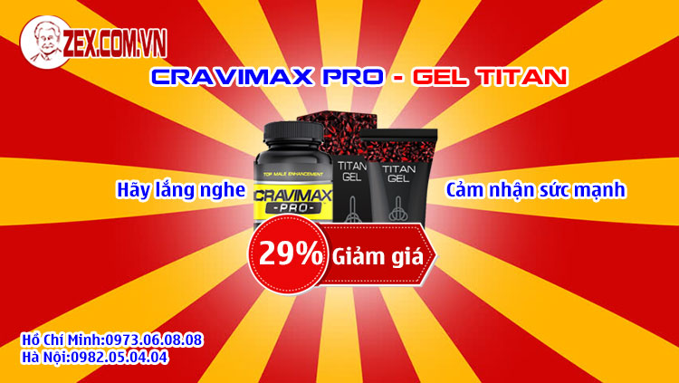 Giảm 29% Combo Cravimax Pro và Gel Titan